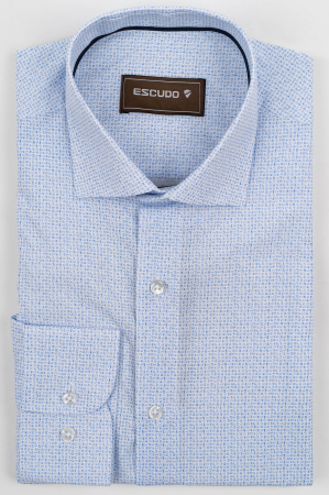 TALL - CAMASI BARBATI INALTI - Camasa barbati inalti slim fit alba cu imprimeu albastru - TALL