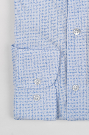 TALL - CAMASI BARBATI INALTI - Camasa barbati inalti slim fit alba cu imprimeu albastru - TALL