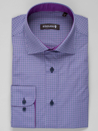 Camasa barbati mov slim fit cu carouri [0]