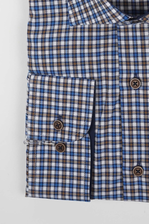 Camasa barbati regular 2XL cu carouri albastre si maro [1]