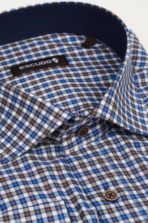 Camasa barbati regular 2XL cu carouri albastre si maro [2]