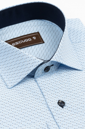 Camasa barbati regular fit bleu cu imprimeu  bleumarin si maro 2XL [2]