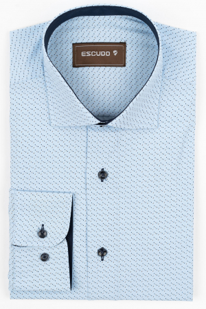 IMPRIMEURI - Camasa barbati regular fit bleu cu imprimeu  bleumarin si maro 2XL