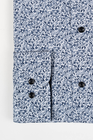 CAMASI CU IMPRIMEURI - Camasa barbati slim fit alba cu imprimeu paisley bleumarin