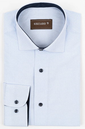 IMPRIMEURI - Camasa barbati regular fit alba cu imprimeu albastru 2XL - 3XL