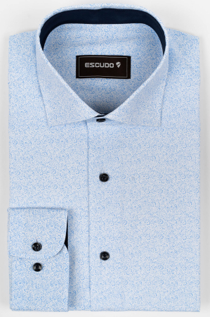 CAMASI CU IMPRIMEURI - Camasa barbati regular fit alba cu imprimeu bleu CONFORT