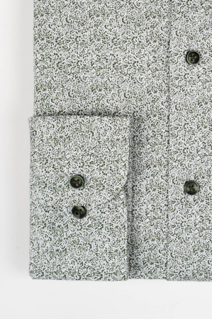 CAMASI - Camasa barbati regular fit alba cu imprimeu verde-olive 2XL
