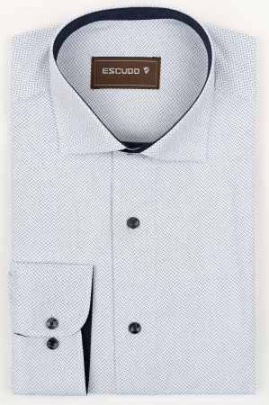 IMPRIMEURI - Camasa barbati regular fit alba cu imprimeu  bleumarin 2XL