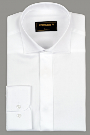 CEREMONIE - Camasa barbati regular fit alba cu nasturi ascunsi PLATINUM - EASY CARE
