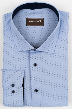 IMPRIMEURI - Camasa barbati regular fit bleu cu imprimeu bleumarin 2XL-3XL