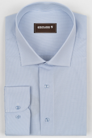DUNGI SI CAROURI - Camasa barbati regular fit alba cu dungi bleu 2XL - 3XL