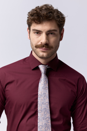 CAMASI CLASICE - Camasa barbati regular fit burgund 2XL