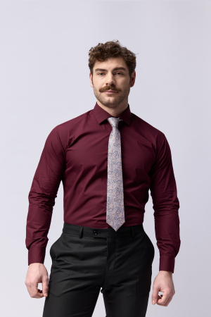 CAMASI CLASICE - Camasa barbati regular fit burgund 2XL