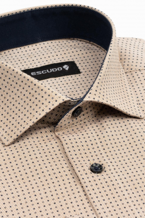 Camasa barbati regular fit cappuccino cu imprimeu bleumarin 2XL-4XL [2]