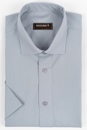 CAMASI CU MANECA SCURTA - Camasa barbati regular fit gri-otel cu maneca scurta