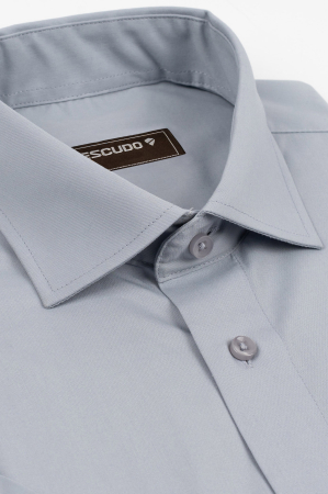 CAMASI CU MANECA SCURTA - Camasa barbati regular fit gri-otel cu maneca scurta