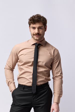 CAMASI CLASICE - Camasa barbati regular fit maro-deschis 2XL