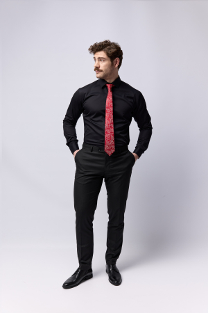CAMASI CLASICE - Camasa barbati regular fit neagră - NON-IRON 2XL