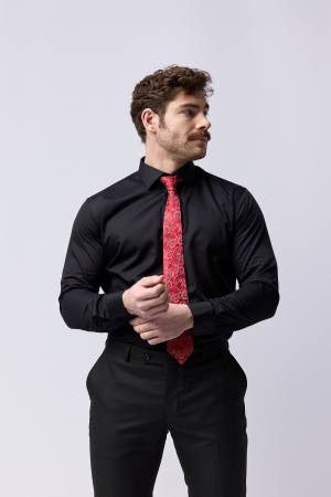 CAMASI CLASICE - Camasa barbati regular fit neagră - NON-IRON