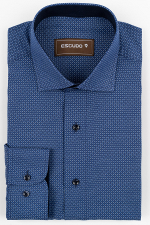IMPRIMEURI - Camasa barbati regular fit albastra cu imprimeu alb si bleu