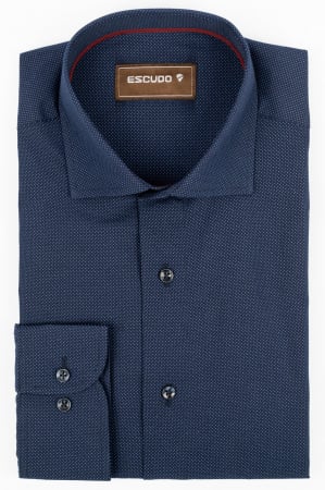IMPRIMEURI - Camasa barbati slim bleumarin cu imprimeu bleu 2XL