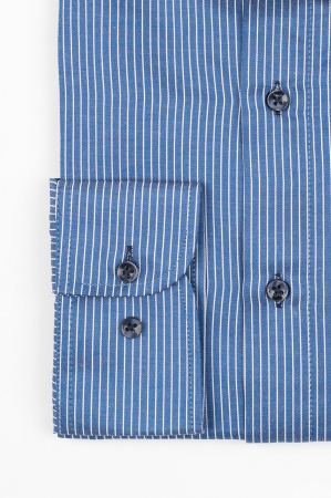 CAMASI - Camasa barbati slim fit albastra cu dungi albe