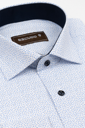 Camasa barbati slim fit alba cu imprimeu albastru si negru 2XL CONFORT [2]