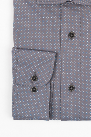 IMPRIMEURI - Camasa barbati regular fit gri cu imprimeu albastru si alb 2XL CONFORT