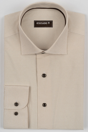 CAMASI MARIMI SPECIALE - Camasa barbati slim fit alba cu imprimeu bej - 2XL