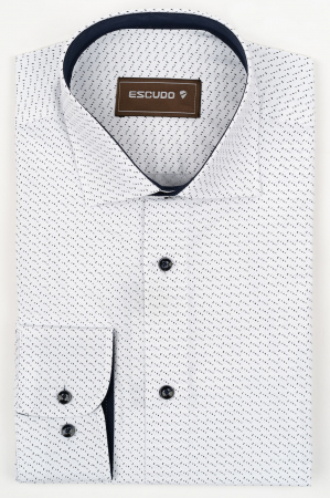 IMPRIMEURI - Camasa barbati slim  fit alba cu imprimeu  negru si gri