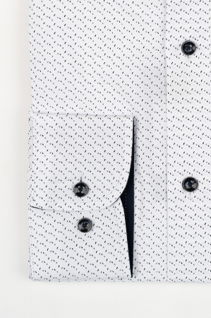 IMPRIMEURI - Camasa barbati slim  fit alba cu imprimeu  negru si gri