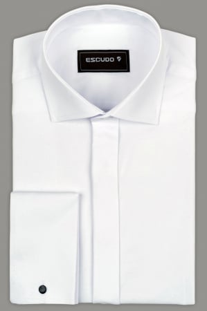 CAMASI - Camasa barbati slim fit alba cu mansete pentru butoni si nasturi ascunsi - 2XL