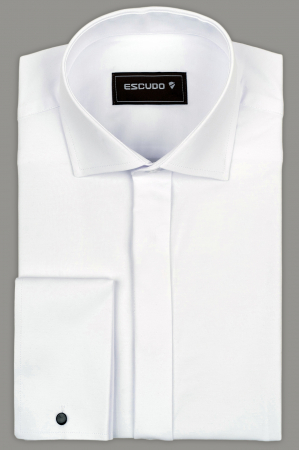 CAMASI - Camasa barbati slim fit alba cu mansete pentru butoni si nasturi ascunsi - CONFORT