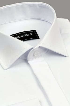 Camasa barbati slim fit alba cu mansete pentru butoni si nasturi ascunsi [2]