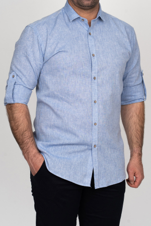 CAMASI MARIMI SPECIALE - Camasa barbati slim fit albastra din in PREMIUM 2XL