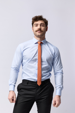 CAMASI CLASICE - Camasa barbati slim fit bleu cu lycra