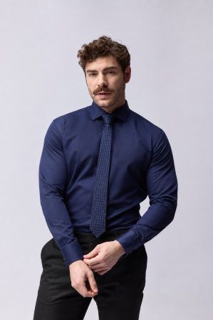 CAMASI CLASICE - Camasa barbati slim fit bleumarin NON IRON