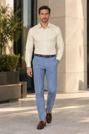 CAMASI CLASICE - Camasa barbati slim fit crem PLATINUM - EASY CARE