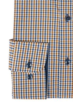 Camasa barbati slim fit cu carouri maro si bleumarin [2]