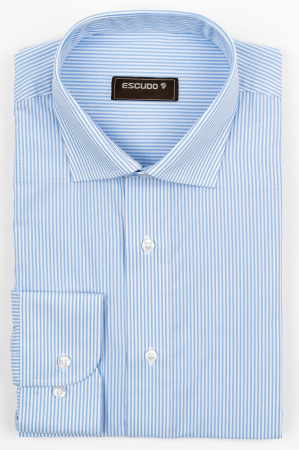 CAMASI CU DUNGI SI CAROURI - Camasa barbati slim fit cu dungi bleu si albe
