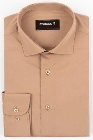 CLASICE - Camasa barbati slim fit maro-deschis