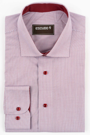 DUNGI SI CAROURI - Camasa barbati slim fit bleu cu caro rosu