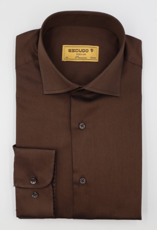 CAMASI CLASICE - Camasa barbati regular fit maro PREMIUM