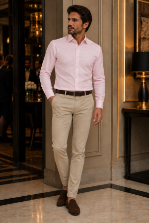 CAMASI CLASICE - Camasa barbati slim fit roz PREMIUM