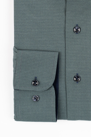 CAMASI CU IMPRIMEURI - Camasa barbati slim fit verde cu imprimeu bleumarin