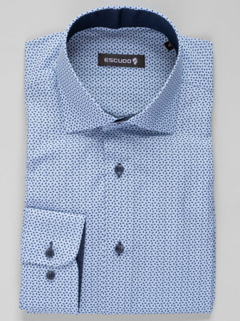 Camasa bleu cu imprimeuri regular [0]