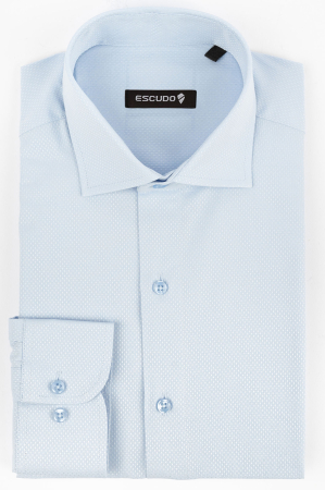 CLASICE - Camasa bleu regular cu model in tesatura