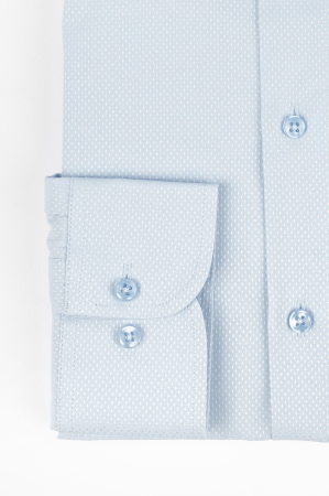 CLASICE - Camasa bleu regular cu model in tesatura
