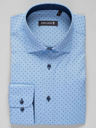 Camasa bleu strech regular fit cu imprimeuri [0]