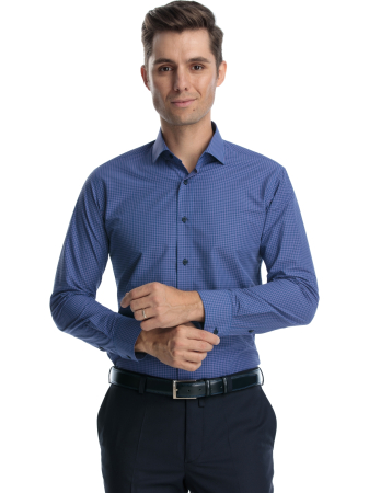 Camasa bleumarin cu caro mov slim fit [0]